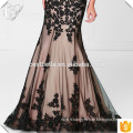 Sexy Black Lace Custom Made Designer Floor Longueur épaules Long Evening Party Wear Mermaid Black Evening Dress